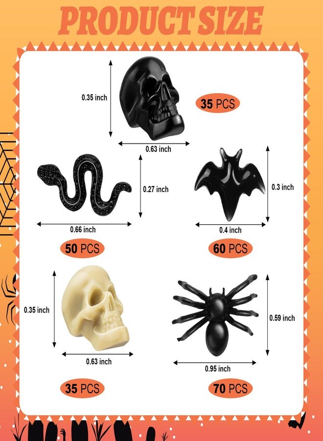 PCTCSHQ 250Pcs Mini Plastic Skull Heads Spiders Bats Snake Fake Halloween Mini Figurines for Halloween Decorations Creepy Scary Prank Toys - Image 2